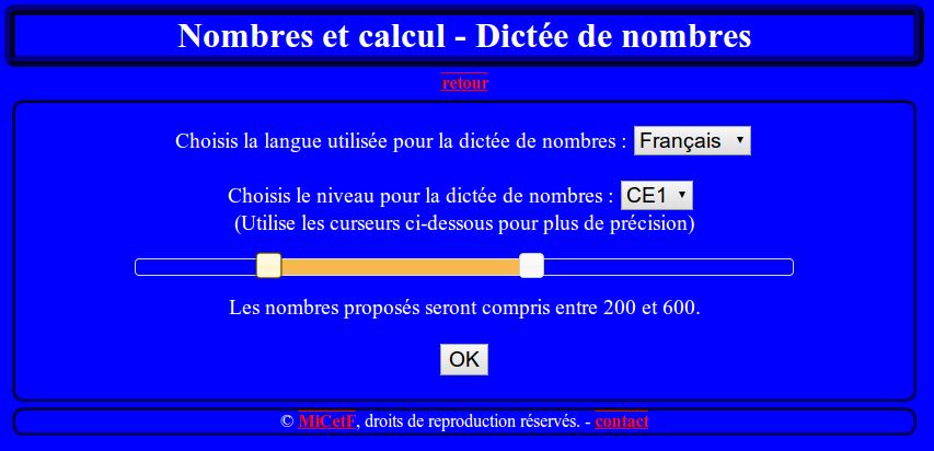 Dictée de nombres