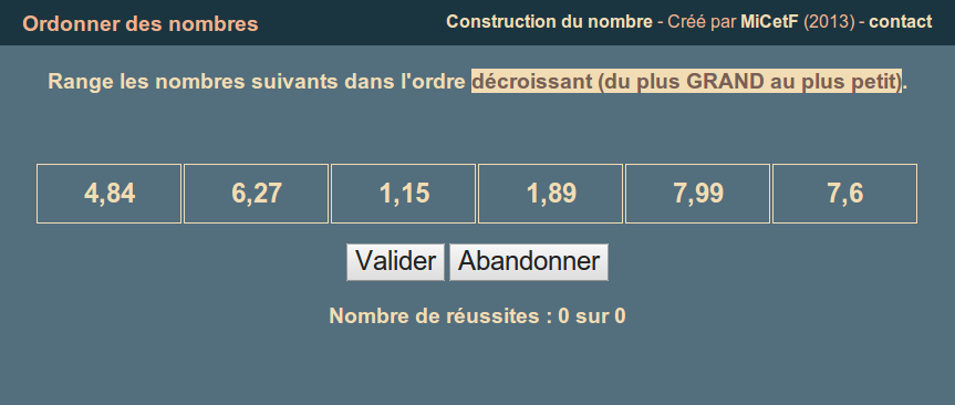 Ordonner les nombres